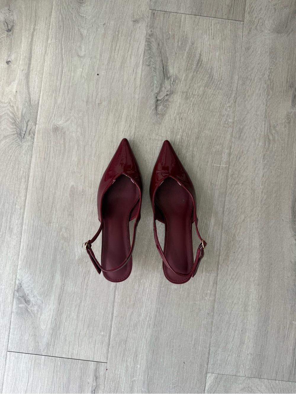 Princess Polly Maroon Pointed Toe Slingback Heels